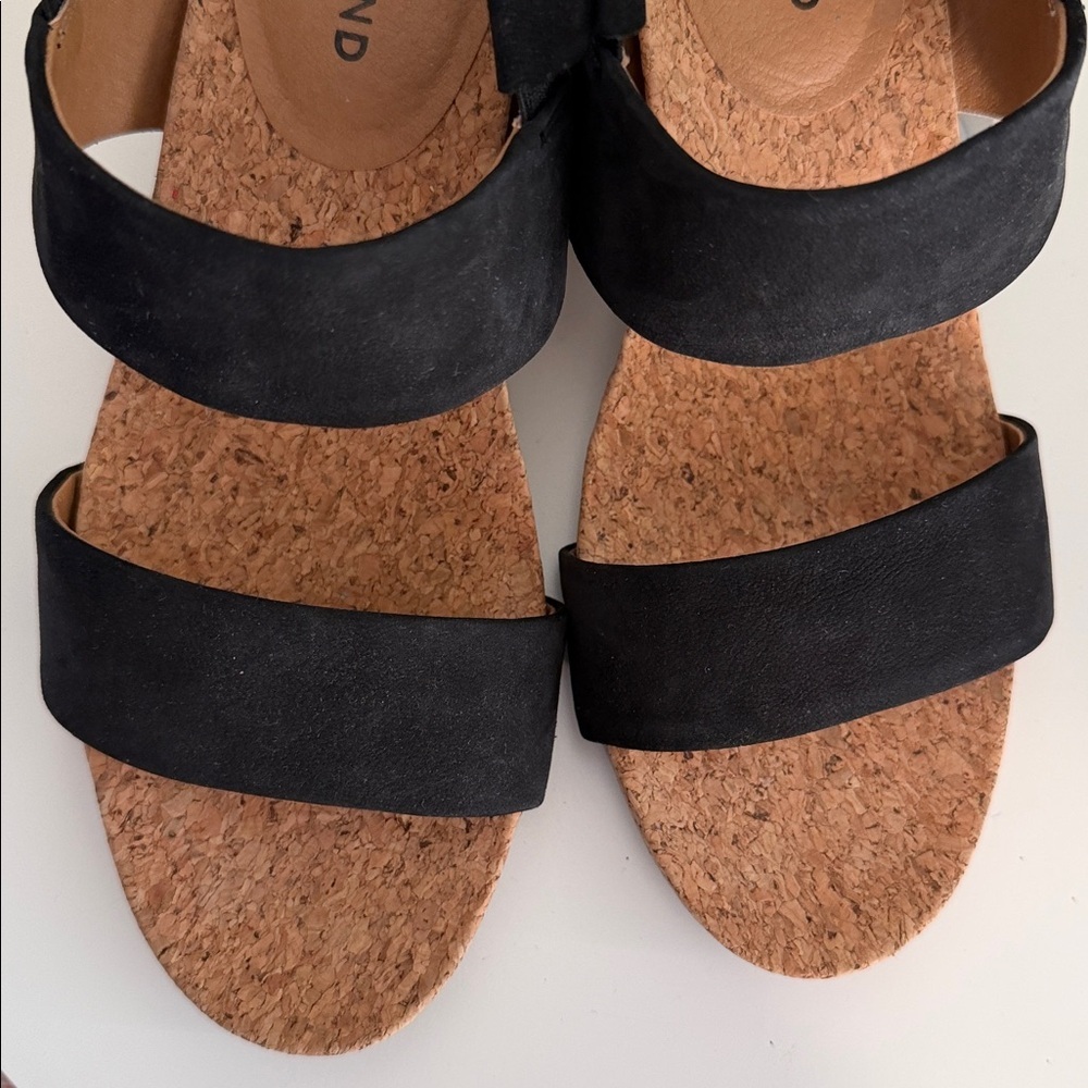 Lucky Brand Jobina Heel Sandal leather upper cork midsole stacked block heel EUC - Picture 14 of 16